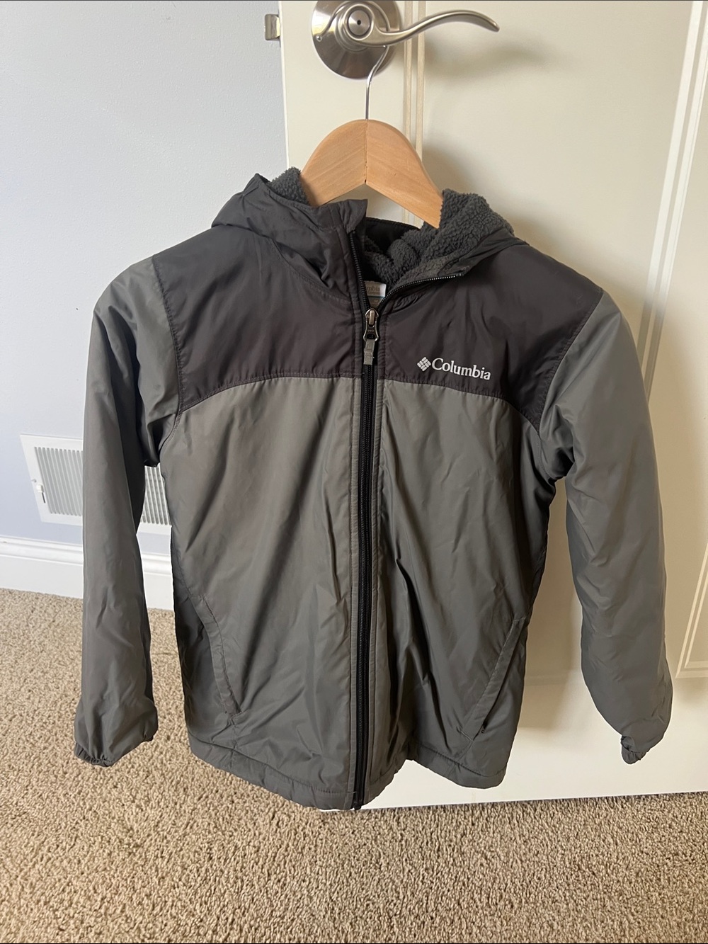 Columbia Kids Gray and Black Hooded Puffer Jacket